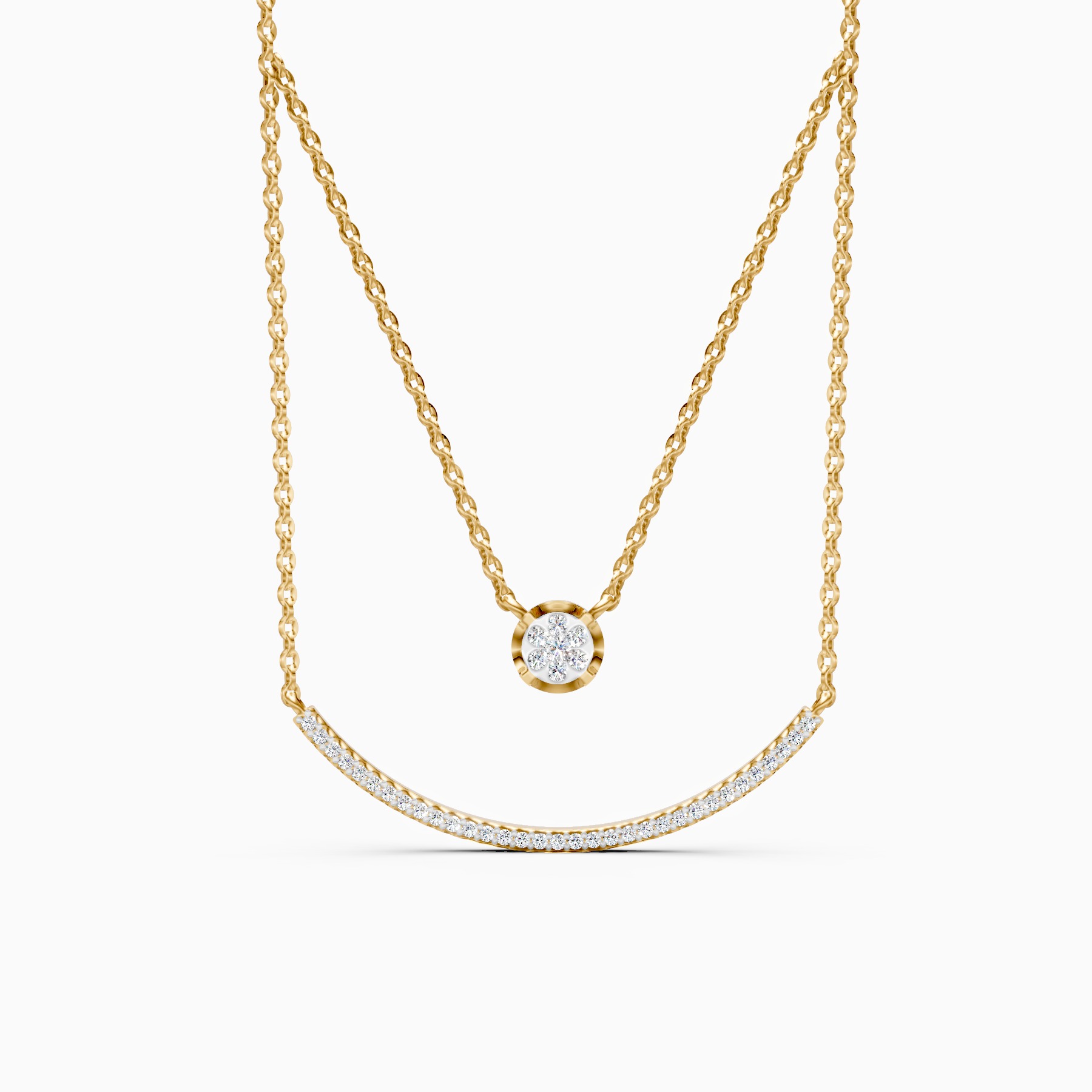 Modern Two Layer Lab Grown Diamond Necklace